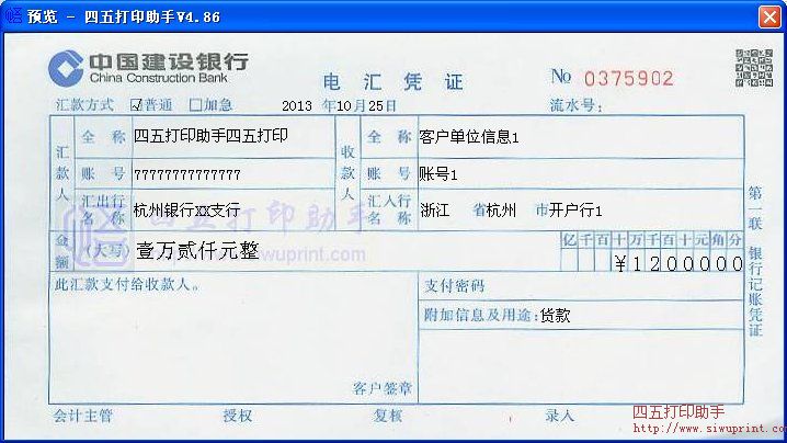 中国建设银行电汇凭证