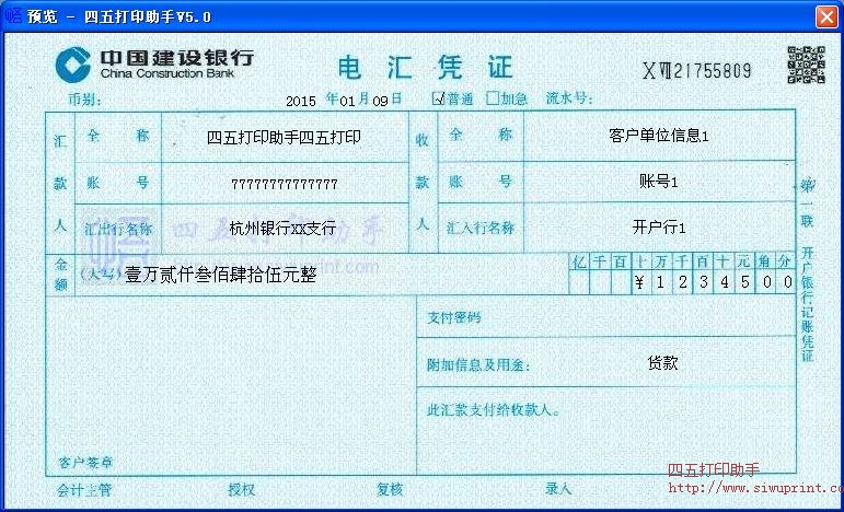 中国建设银行电汇凭证