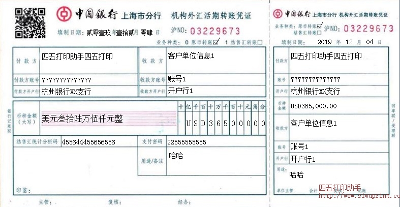 中国银行机构外汇活期转帐凭证1