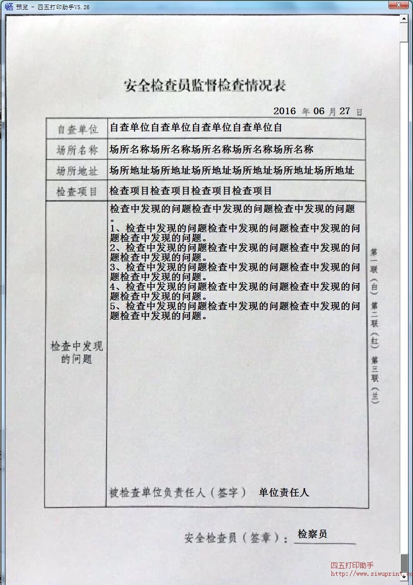 安全检查员监督检查情况表